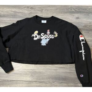 Champion X Dr Seuss Embroidered Reverse Weave Cropped Sweatshirt Junior Large